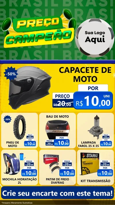 Modelo de Rede Social para Stories com o tema Preço Campeão - Copa para Moto peças