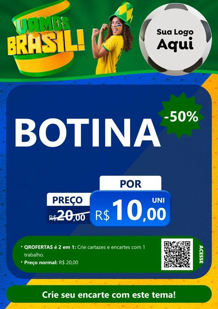 Modelo de Cartaz para Cartaz A4 Vertical com o tema Vamos Brasil - Copa para Agropecuária
