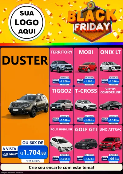 Modelo de Encarte para Encarte A4 Vertical com o tema Black Friday para Concessionaria de Carros