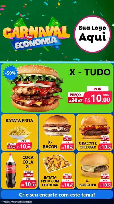 Modelo de Rede Social para Stories com o tema Carnaval da Economia para Hamburgueria