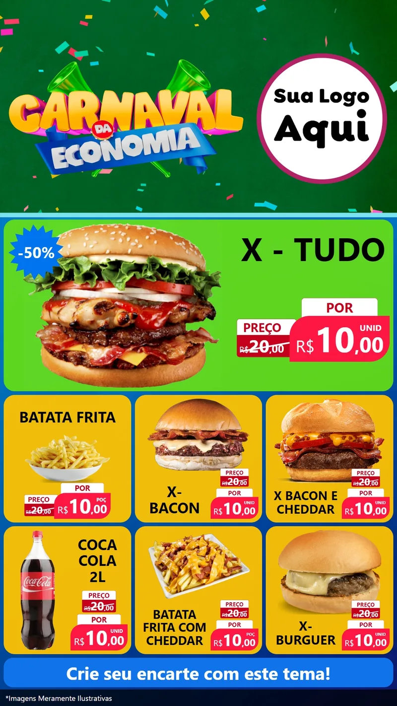 Modelo de Rede Social para Stories com o tema Carnaval da Economia para Hamburgueria