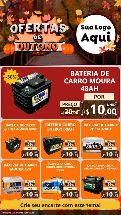 Modelo de Rede Social para Stories com o tema Ofertas de Outono para Baterias Elétricas