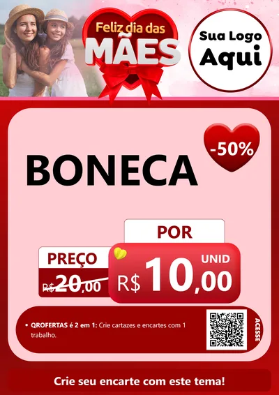Modelo de Cartaz para Cartaz A4 Vertical com o tema Feliz Dia Das Mães para Brinquedos