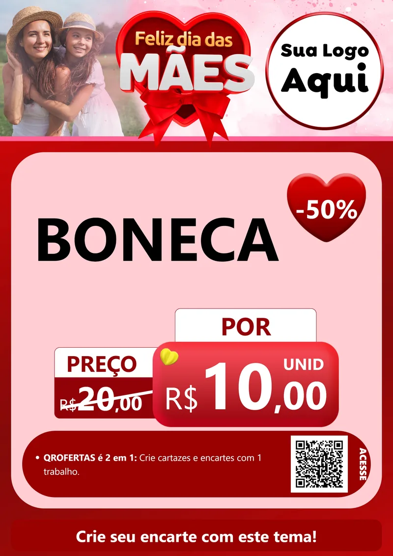 Modelo de Cartaz para Cartaz A4 Vertical com o tema Feliz Dia Das Mães para Brinquedos
