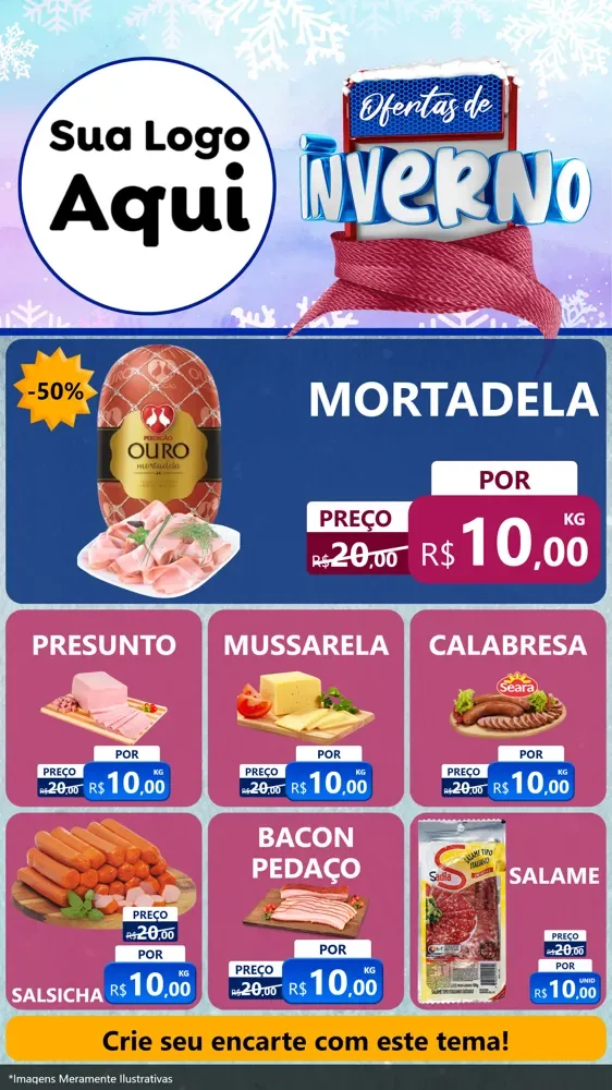 Modelo de Rede Social para Stories com o tema Ofertas de Inverno para Frios e Laticínios