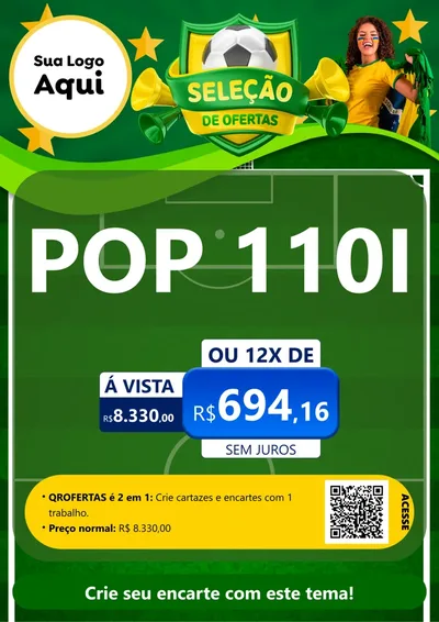 Modelo de Cartaz para Cartaz A4 Vertical com o tema Seleção de Ofertas - Copa para Concessionaria de Motos