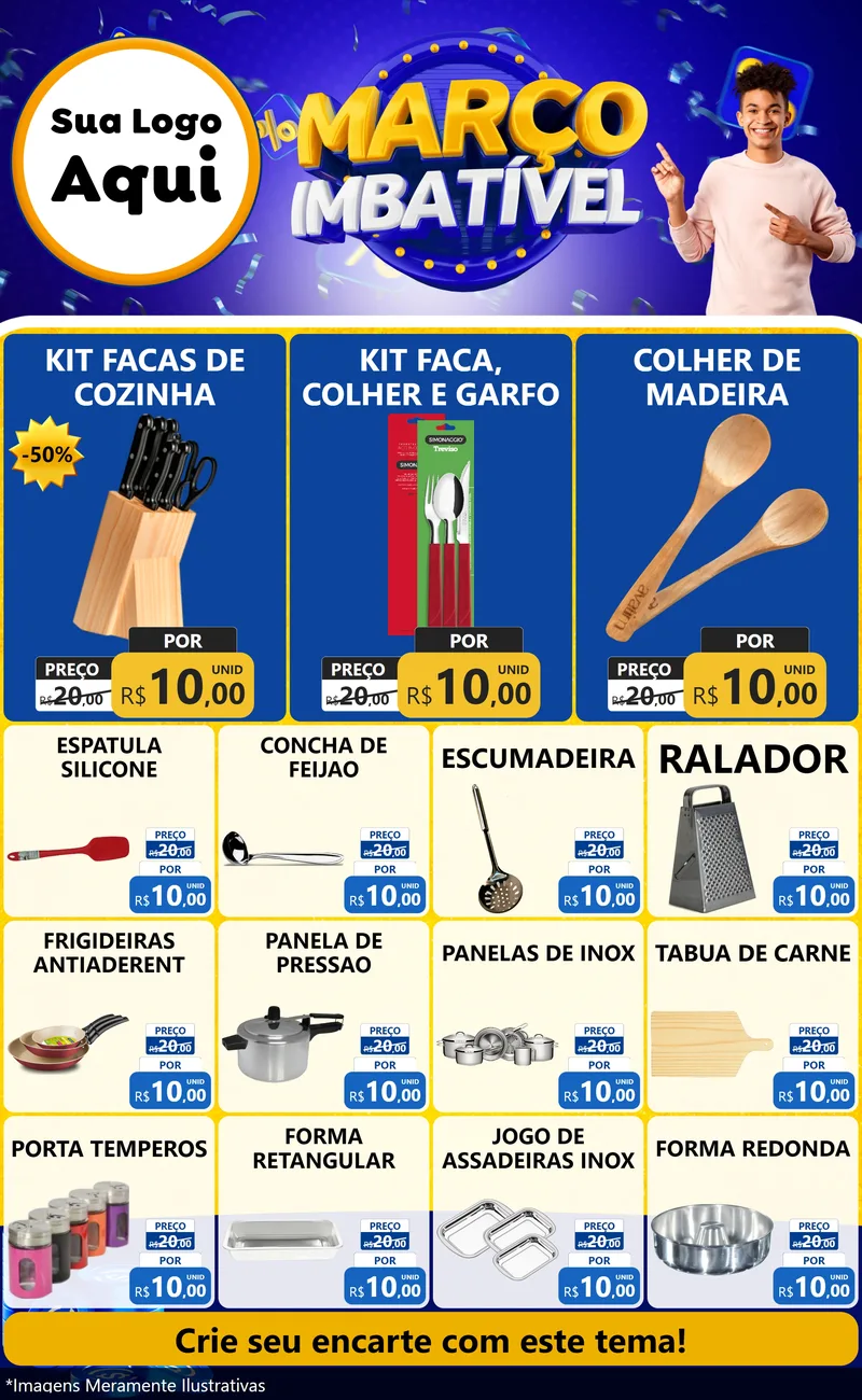 Modelo de Encarte para Encarte Grande com o tema Março Imbatível para Utilidades Domésticas