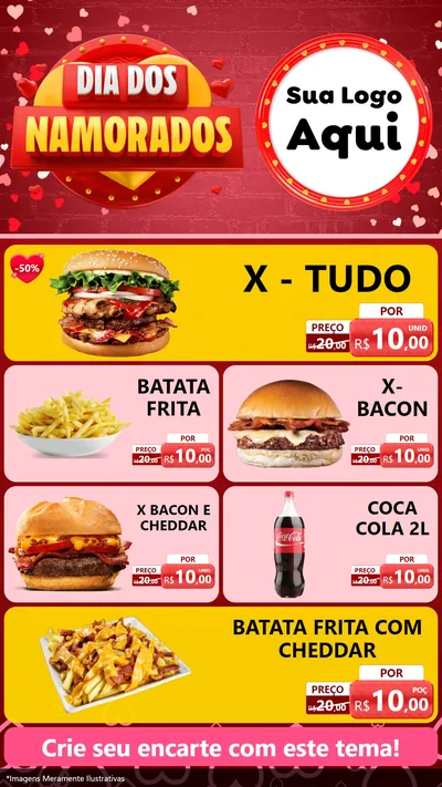 Modelo de TV para TV Vertical com o tema Dia Dos Namorados para Hamburgueria