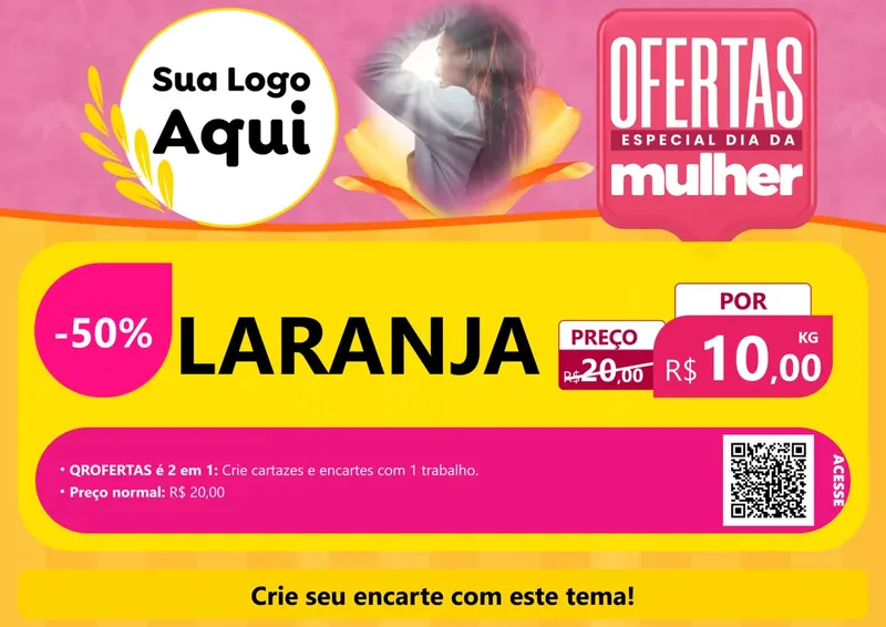Modelo de Cartaz para Cartaz A4 Horizontal com o tema Ofertas - Especial Dia Das Mulheres para Hortifrúti
