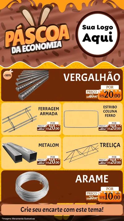 Modelo de TV para TV Vertical com o tema Páscoa da Economia para Ferragens