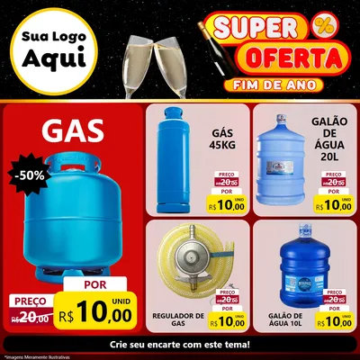 Modelo de Rede Social para Feed Facebook com o tema Super Oferta Fim de Ano para Água e gás