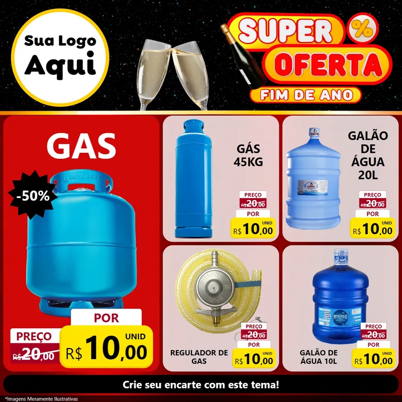 Modelo de Rede Social para Feed Facebook com o tema Super Oferta Fim de Ano para Água e gás