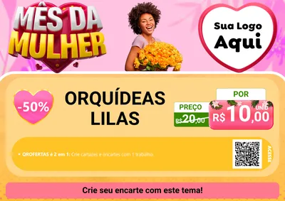Modelo de Cartaz para Cartaz A4 Horizontal com o tema Mês da Mulher para Floricultura e jardim