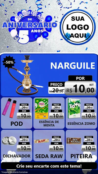 Modelo de Rede Social para Stories com o tema Promoção de Aniversário - 5 Anos para Tabacaria