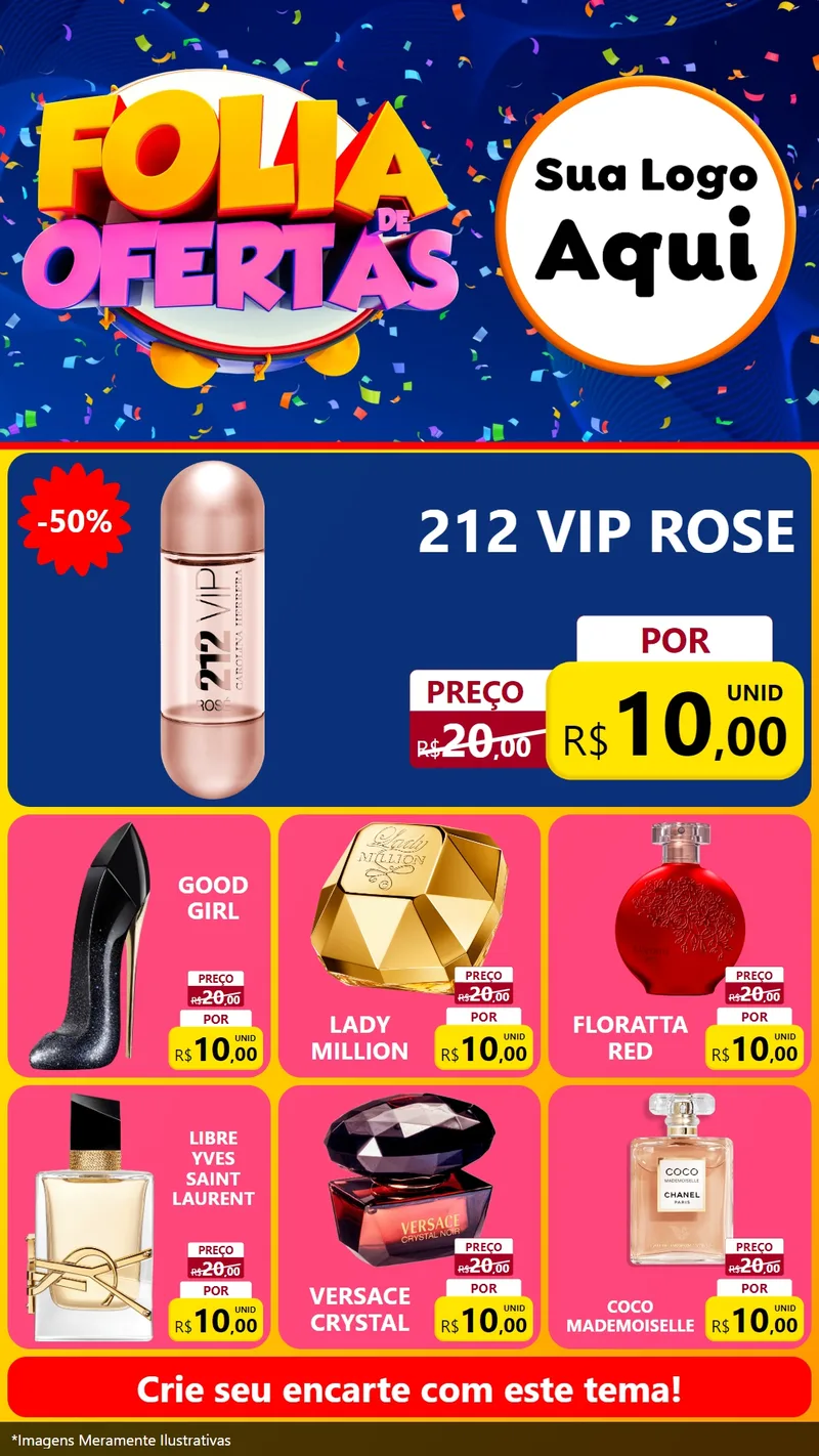 Modelo de Rede Social para Stories com o tema Folia de Ofertas para Perfumes