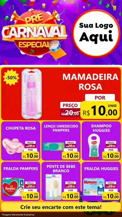 Modelo de Rede Social para Stories com o tema Pré-Carnaval Especial para Bebês