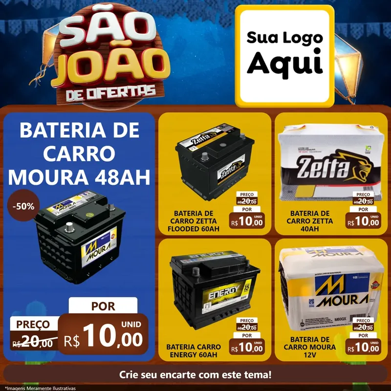 Modelo de Rede Social para Feed Facebook com o tema São João Ofertas Imbatíveis! - Junina para Baterias Elétricas