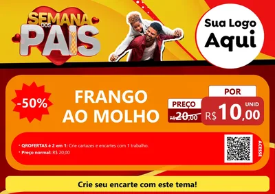 Modelo de Cartaz para Cartaz A4 Horizontal com o tema Semana Dos Pais para Restaurante