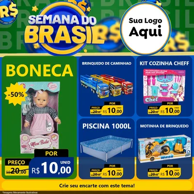 Modelo de Rede Social para Feed Facebook com o tema Semana Do Brasil para Brinquedos