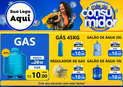 Modelo de Encarte para Encarte A4 Horizontal com o tema Mês do Consumidor para Água e gás