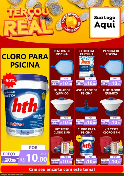 Modelo de Encarte para Encarte A4 Vertical com o tema Terçou do Real para Produtos para Piscina
