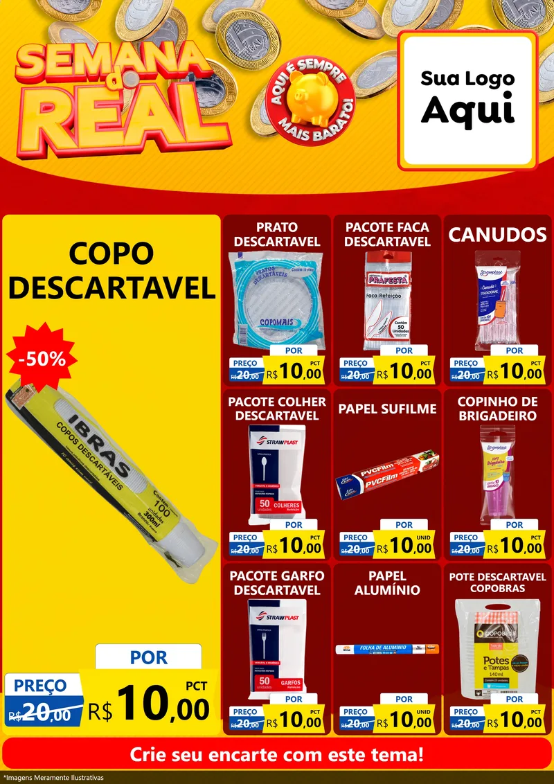 Modelo de Encarte para Encarte A4 Vertical com o tema Semana do Real para Embalagens