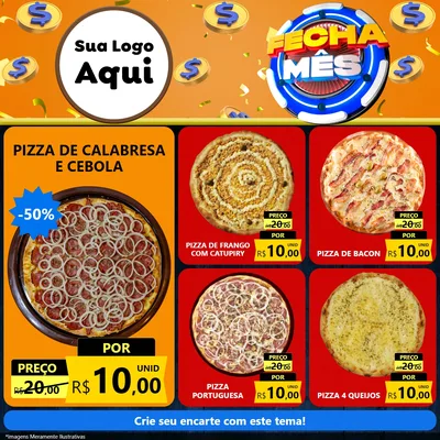 Modelo de Rede Social para Feed Facebook com o tema Fecha Mês para Pizzaria