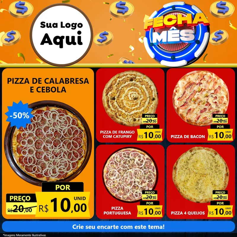 Modelo de Rede Social para Feed Facebook com o tema Fecha Mês para Pizzaria