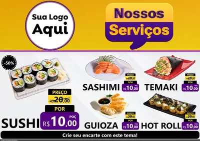 Modelo de Encarte para Encarte A4 Horizontal com o tema Nossos Serviços para Comida japonesa