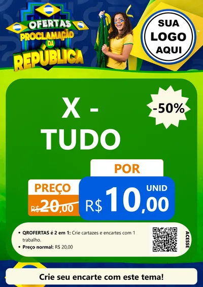 Modelo de Cartaz para Cartaz A4 Vertical com o tema Ofertas Proclamação da República para Hamburgueria
