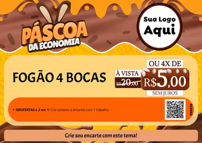 Modelo de Cartaz para Cartaz A4 Horizontal com o tema Páscoa da Economia para Móveis e Eletro