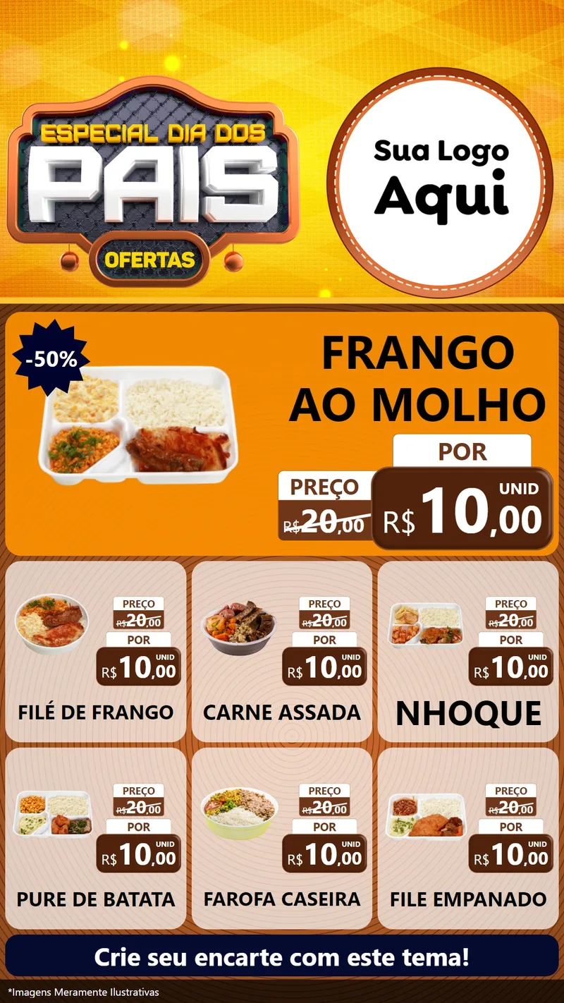 Modelo de Rede Social para Stories com o tema Especial Dia dos Pais para Restaurante