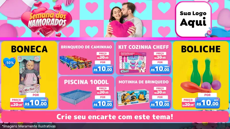 Modelo de TV para TV Horizontal com o tema Semana dos Namorados para Brinquedos