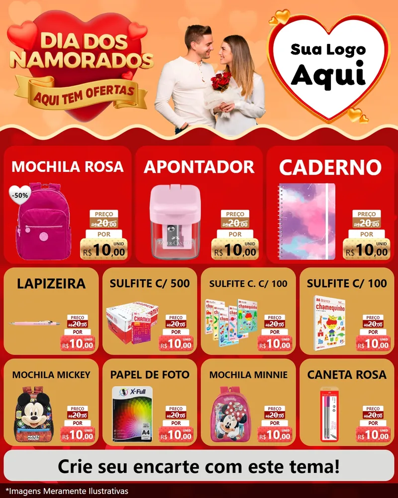 Modelo de Rede Social para Feed Instagram com o tema Dia dos Namorados - Aqui Tem Ofertas para Papelaria