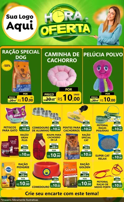 Modelo de Encarte para Encarte Grande com o tema Hora da Oferta para Pet Shop