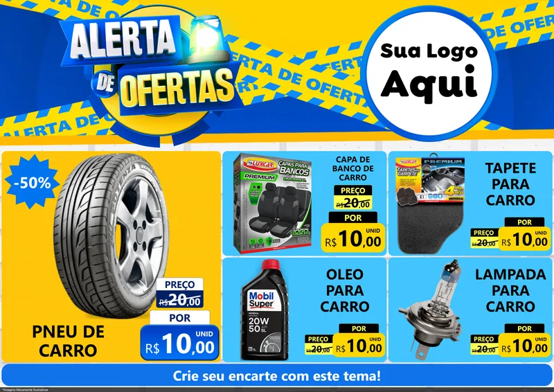 Modelo de Encarte para Encarte A4 Horizontal com o tema Alerta de Ofertas para Auto peças
