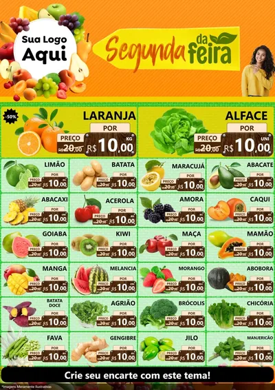 Modelo de Encarte para Encarte A4 Vertical com o tema Segunda da Feira para Hortifrúti