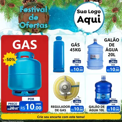 Modelo de Rede Social para Feed Facebook com o tema Festival de Ofertas - Inverno para Água e gás