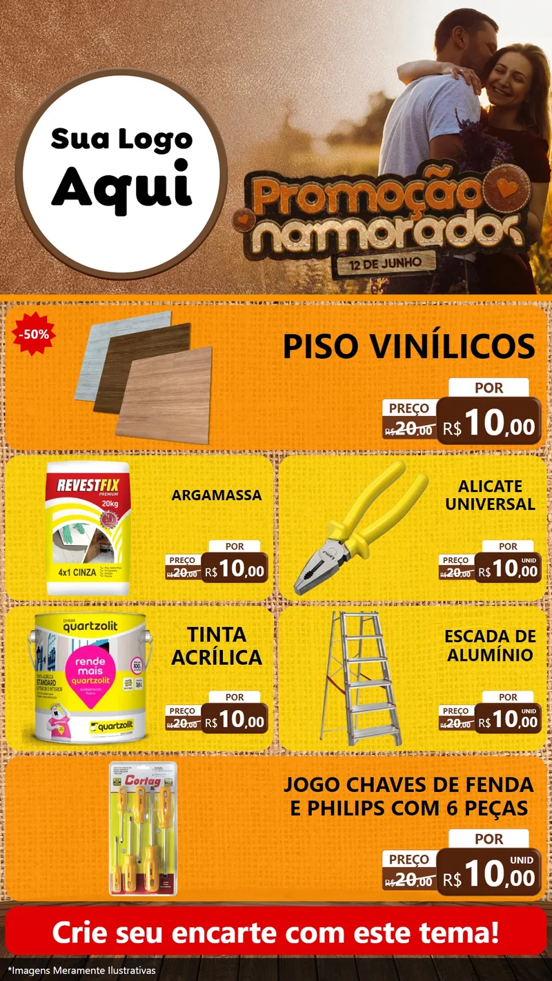 Modelo de TV para TV Vertical com o tema Promoção Namorados para Material para Construção