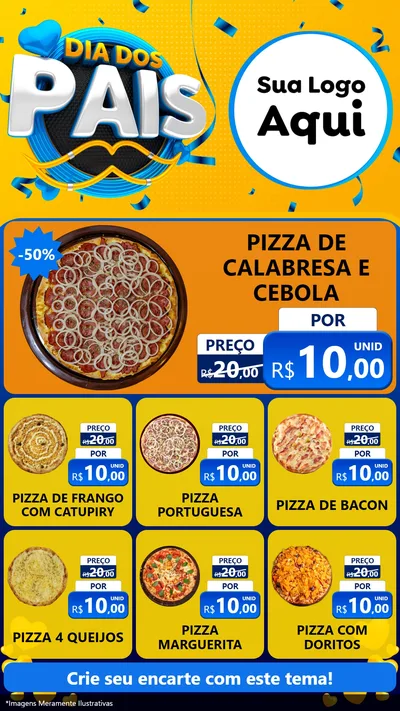 Modelo de Rede Social para Stories com o tema Dia dos Pais para Pizzaria