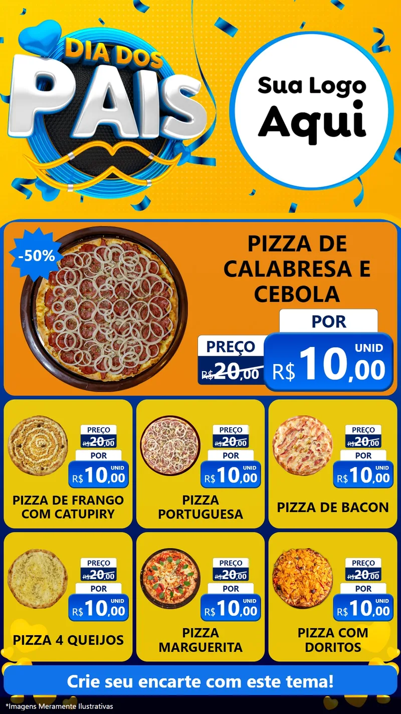 Modelo de Rede Social para Stories com o tema Dia dos Pais para Pizzaria