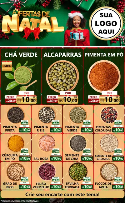 Modelo de Encarte para Encarte Grande com o tema Ofertas de Natal para Produtos Naturais