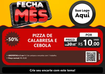 Modelo de Cartaz para Cartaz A4 Horizontal com o tema Fecha Mês para Pizzaria