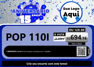 Modelo de Cartaz para Cartaz A4 Horizontal com o tema Promoção de Aniversário - 15 Anos para Concessionaria de Motos