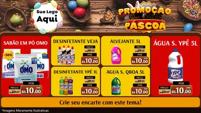 Modelo de TV para TV Horizontal com o tema Promoção Páscoa para Produtos de Limpeza