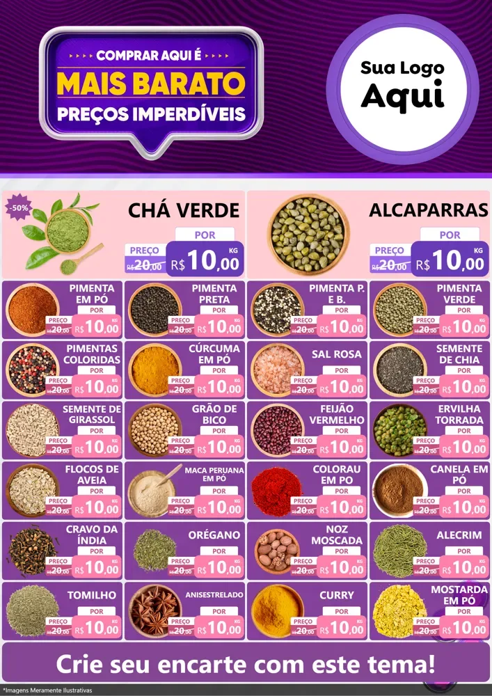 Modelo de Encarte para Encarte A4 Vertical com o tema Mais Barato para Produtos Naturais