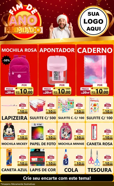 Modelo de Encarte para Encarte Grande com o tema Fim de Ano Premiado para Papelaria