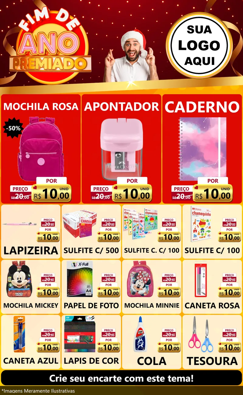 Modelo de Encarte para Encarte Grande com o tema Fim de Ano Premiado para Papelaria