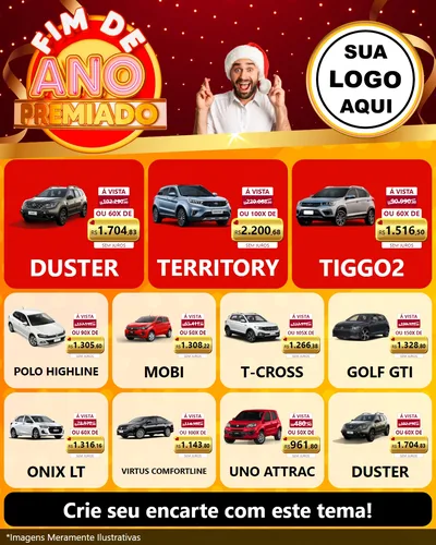 Modelo de Rede Social para Feed Instagram com o tema Fim de Ano Premiado para Concessionaria de Carros