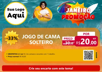 Modelo de Cartaz para Cartaz A4 Horizontal com o tema Janeiro de Promoção para Cama, Mesa e Banho